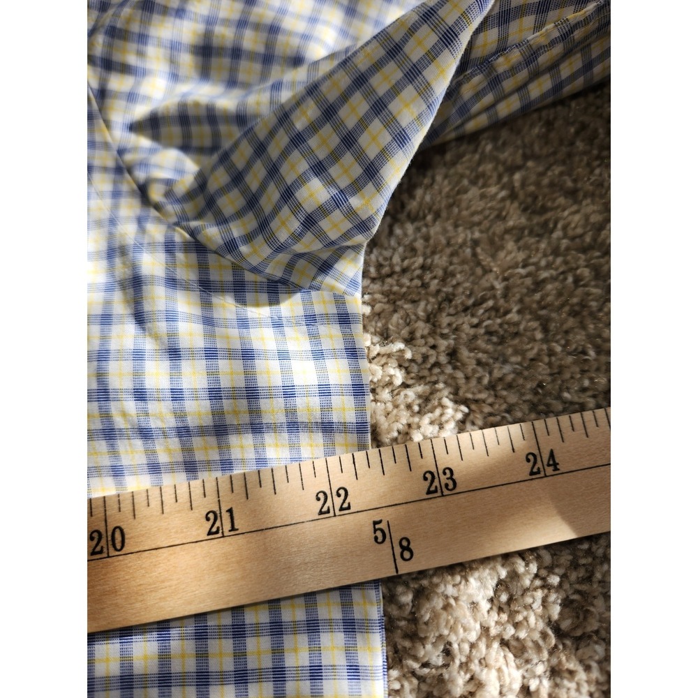 Charles Tyrwhitt Dress Shirt Men's Sz M Yellow Blue Check Classic Fit Button Up - Picture 5 of 6